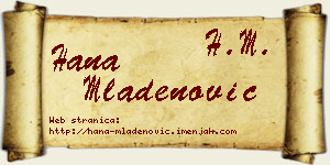 Hana Mladenović vizit kartica